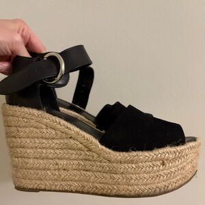 Marc Fisher Black Wedge Espadrilles